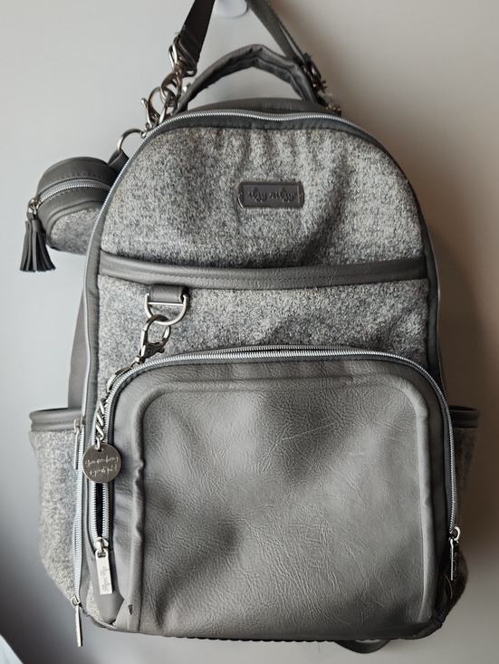 Itzy Ritzy Handbags - Itzy Ritzy Heathered Gray Boss Plus Diaper Backpack